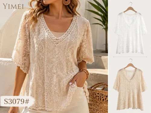 Blusa Cuello V Bordado Floral.3079