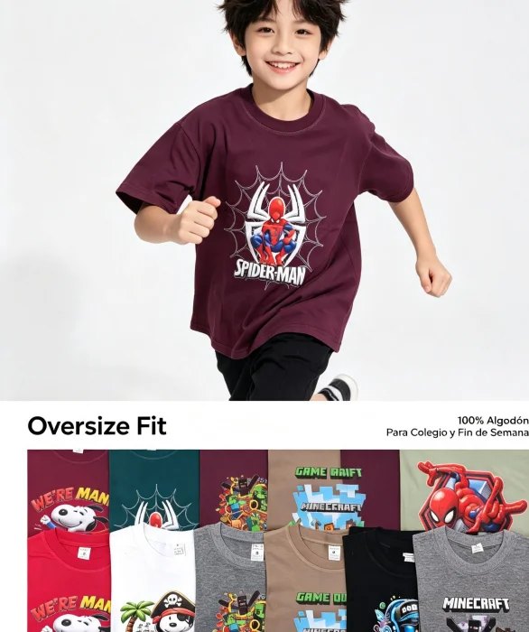 Remeras Oversise Niños Personajes