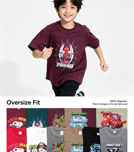 Remeras Oversise Niños Personajes