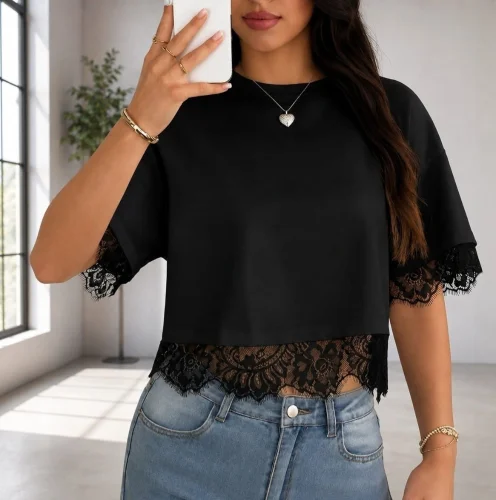 Remera Pupera  Puntilla Encaje