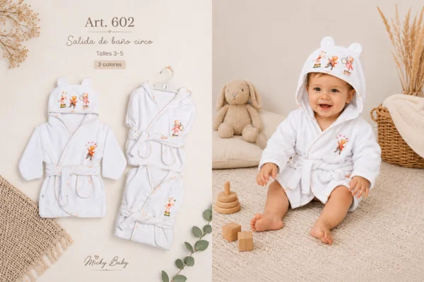 Salida de Baño Estampada Circo Micky Baby (602) T.(3 al 5) Surtido de Colores