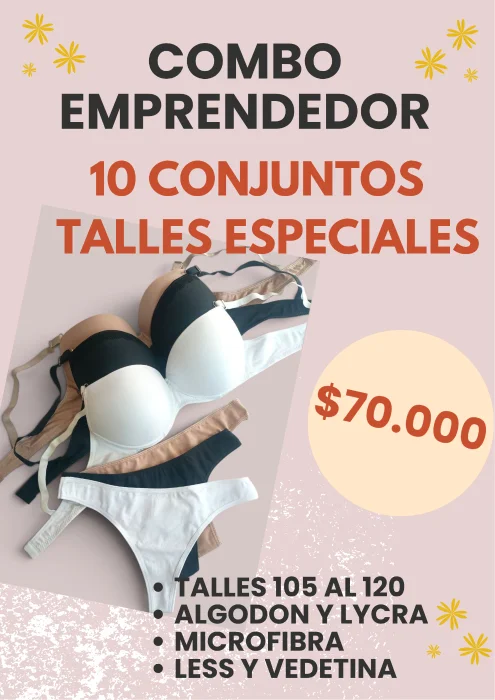 Promo Emprendedores Talles Especiales X 10 Conjuntos