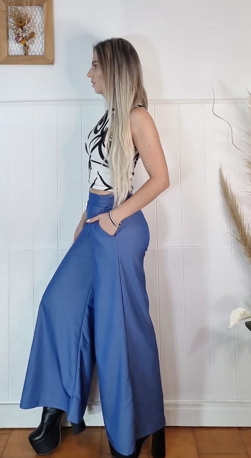 T.2/4/6/8 Maxi Palazo Engomado Liso - Imagen 2