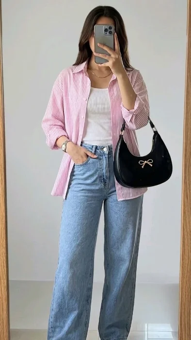 Camisa Rayada Rosa