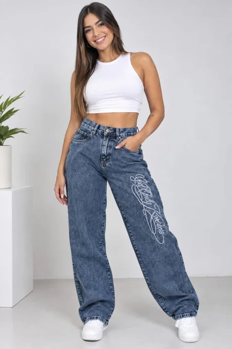 Jeans Baggy Bordado Letras