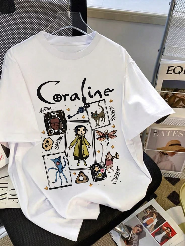 Remeras de Coraline la Puerta Secreta - SHEIN!!%20Camiseta%20talla%20grande%20con%20dise%C3%B1o%20minimalista%20estampado_.jpeg