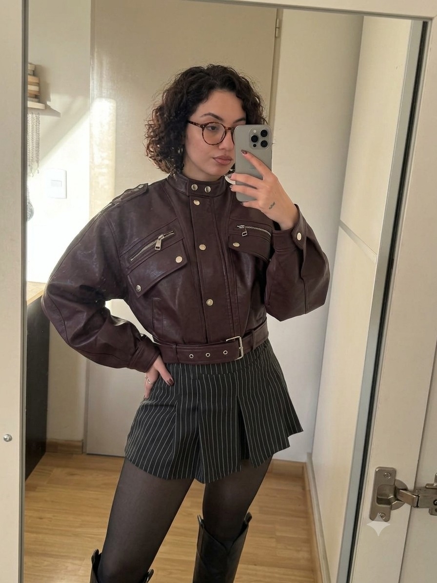 Campera Bonber  Crop Solo Chocolate - Imagen 2