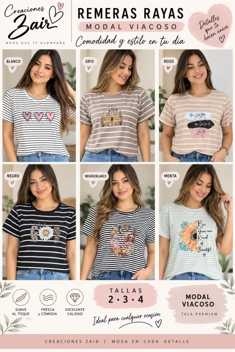 Remera Rayas Modal Viscoso