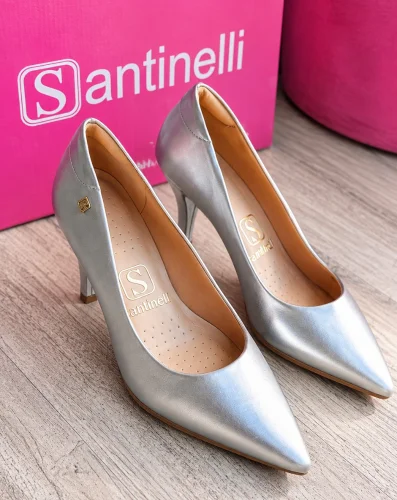 Zapato Stiletto Plateado Do Brasil