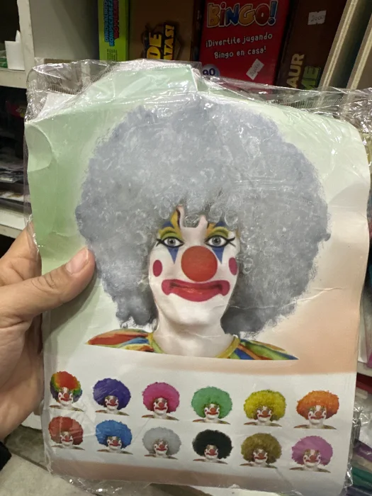 Peluca de Payaso Rulos un Solo Color de Adulto