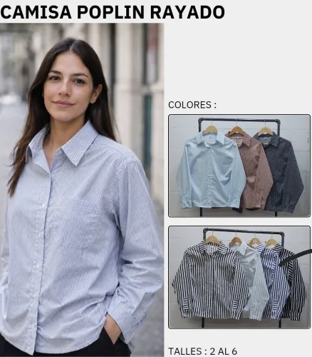 Camisas Mujer Poplin/ Cey