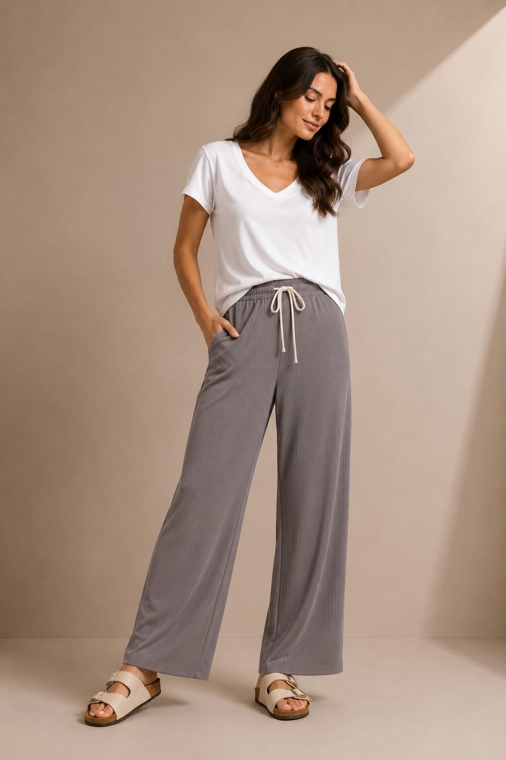 Pantalon Tela Elastizada Acanalada Importado - Imagen 2