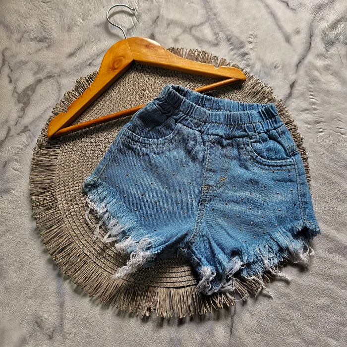 Shorts Desflecados con Bigote y Brillo || Línea Bebé