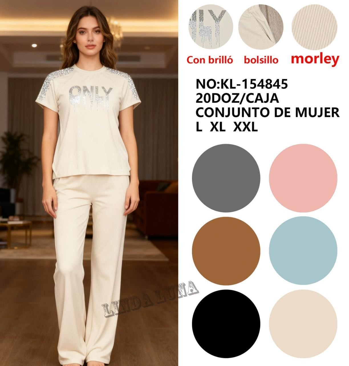 Conjunto de 2 Piezas , Remera Stras y Pantalon - Imagen 2