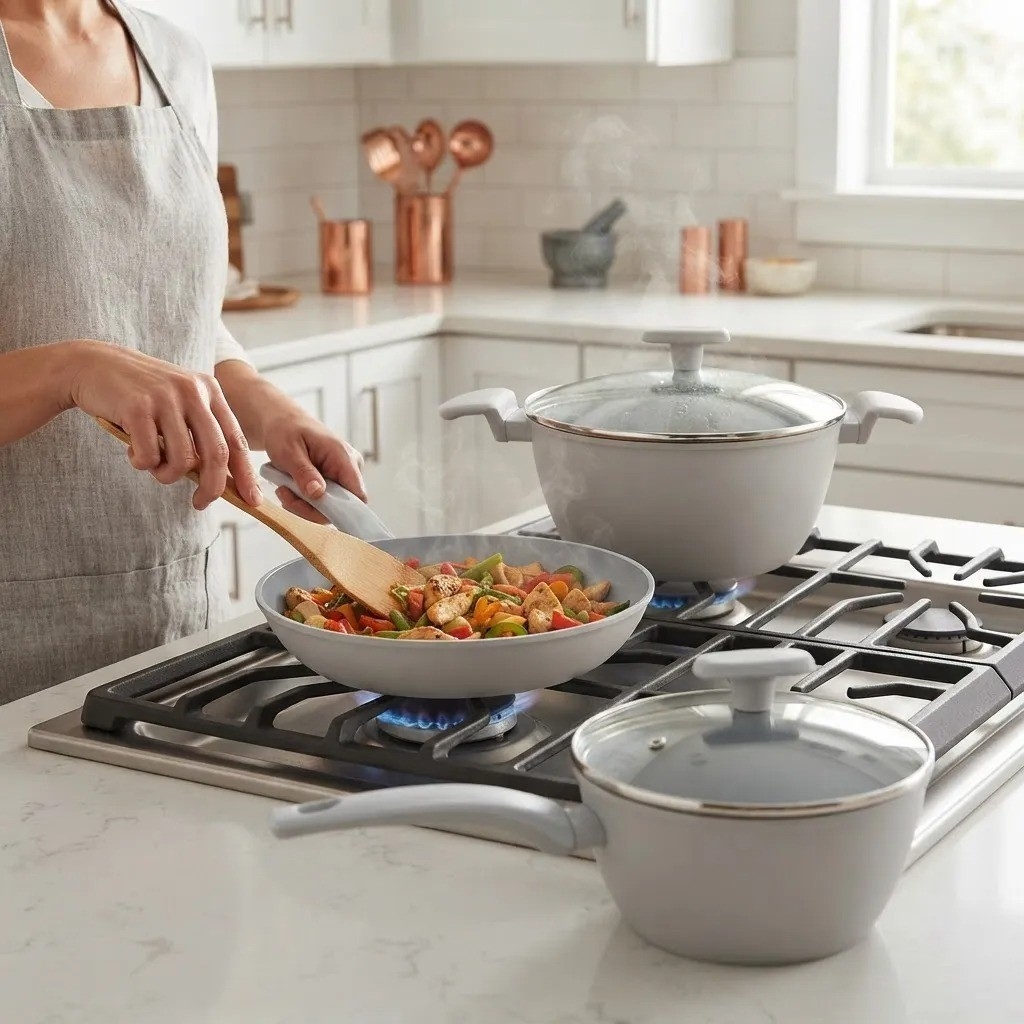Set Batería X6 Cocina Antiadherente Aluminio Facil Lavado - Imagen 2