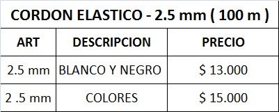 Cordon Elastico de  2.5 Mm X 100 M - COR%20ELAS%20LIST.png