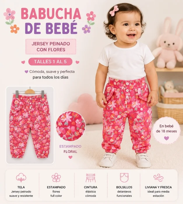 Babucha Flores con Volados