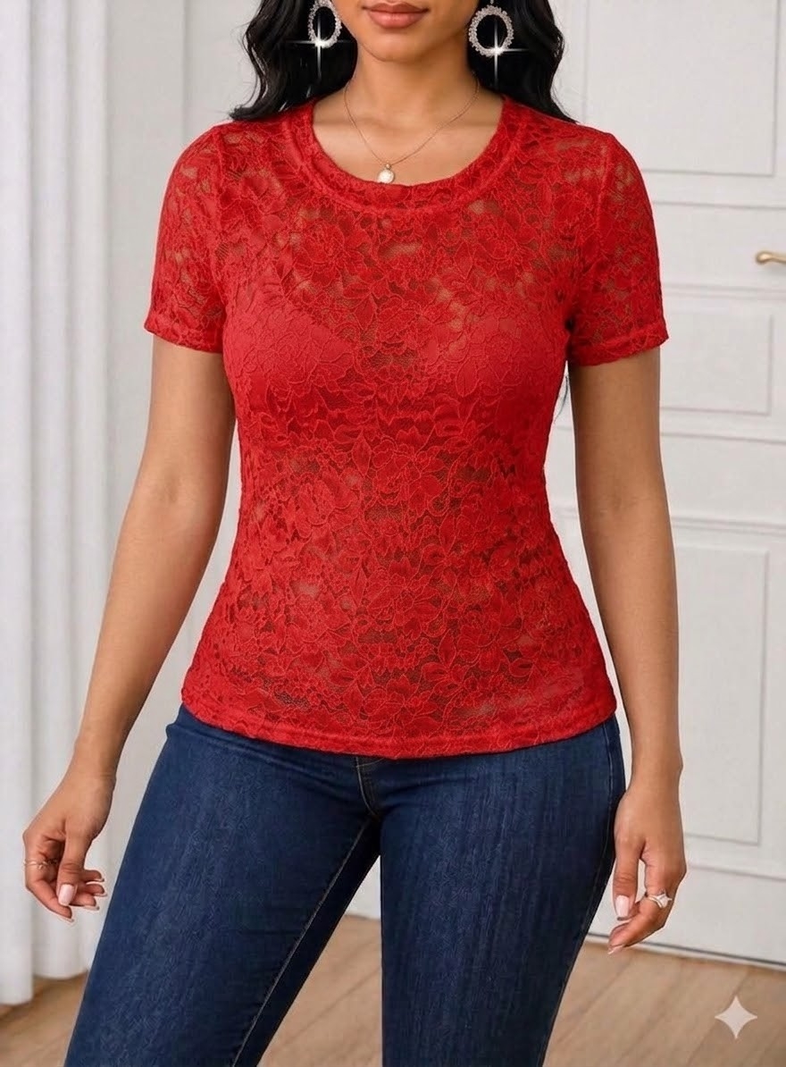 Remera "erika" de Encaje Elastizado - Imagen 3