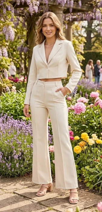 Conjunto Blazer Corto y Pantalón Sastrero