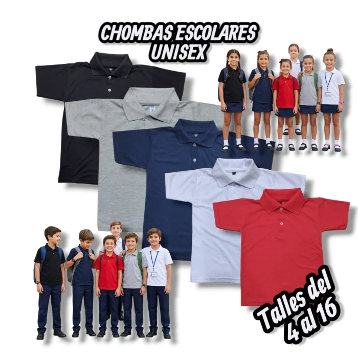 Somos Fabricantes 
ventas por Mayor 
y Menor 
chombas Escolares Unisex de Pique A1