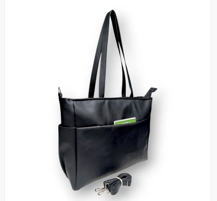 Bolso Tote C/ Bolsillo Pu Línea Económica 36×28×prof 10 Cm Aprox, Marroquineria