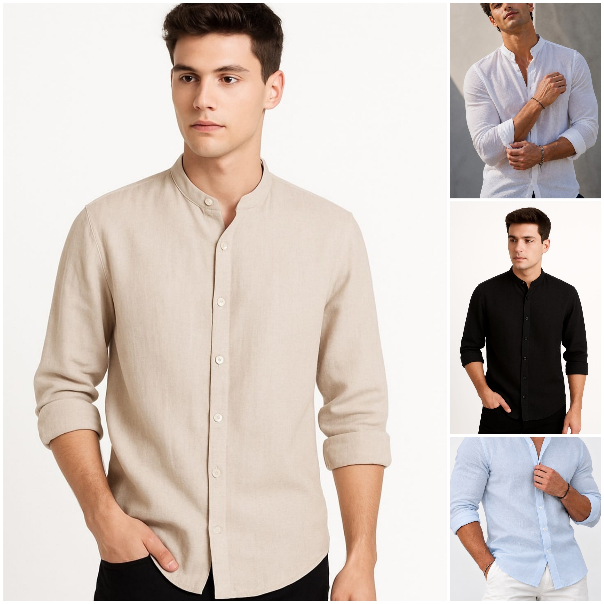 (art:cmhl1) Camisa de Lino C/cuello Mao - Imagen 1