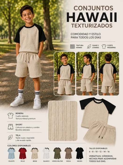 Conjuntos Hawai de Niño Texturizado