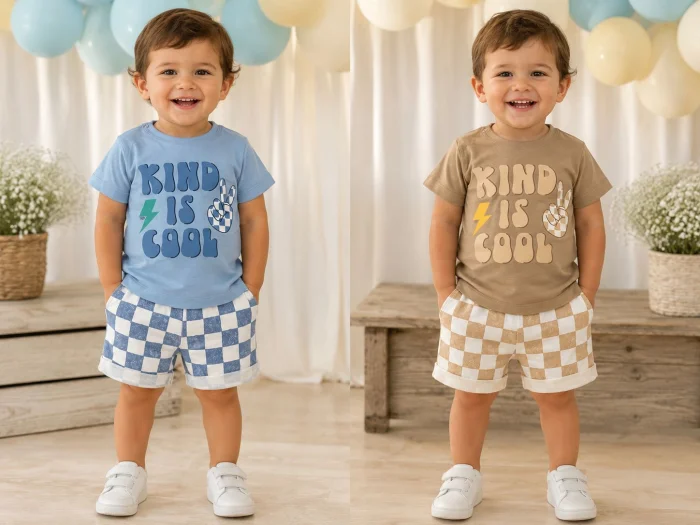 Conjunto de Remera y Short de Algodon Rustico Cuadrille Yaby Art. 27015