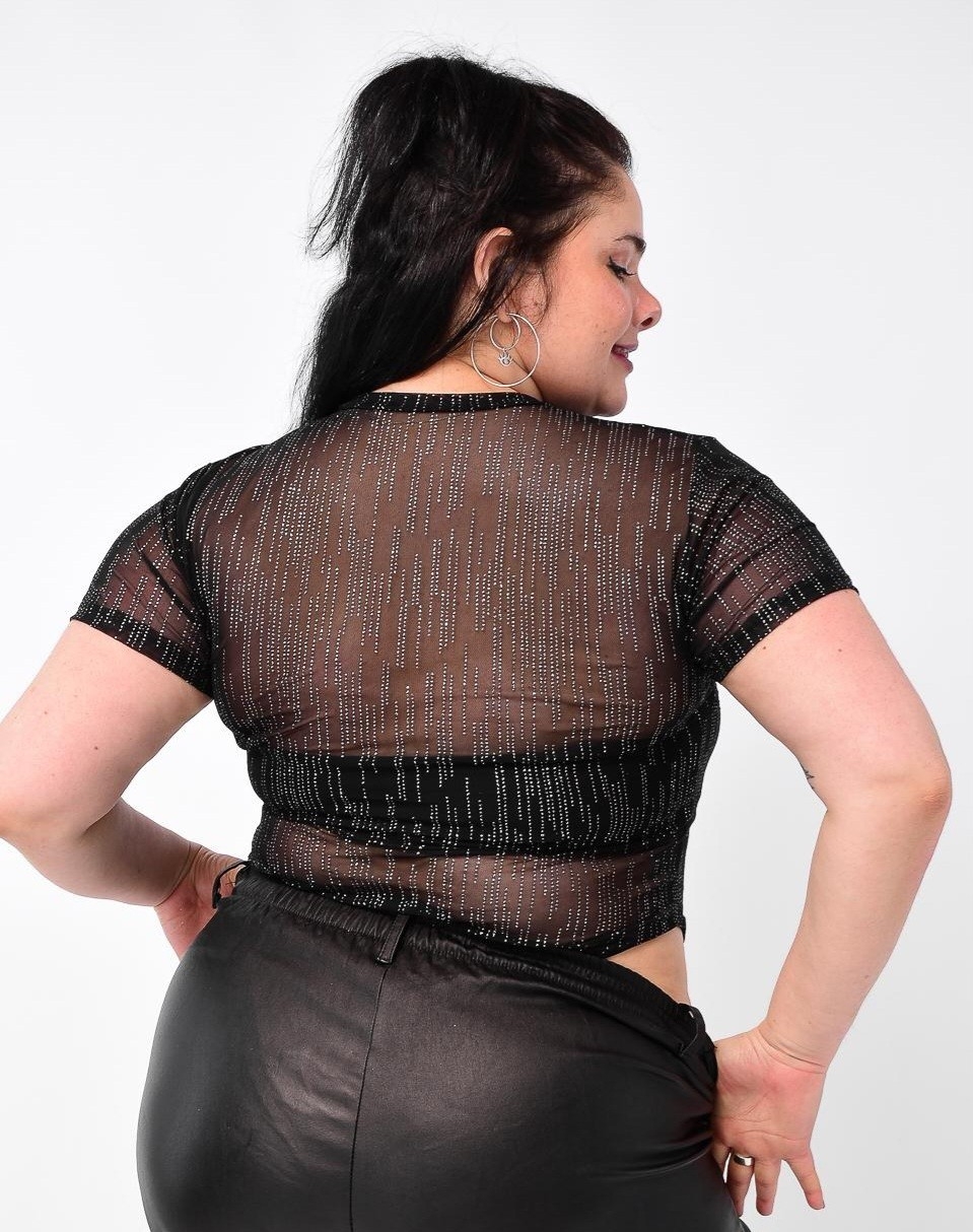 Body Tul con Gliter Manga Corta Curvy - Imagen 2