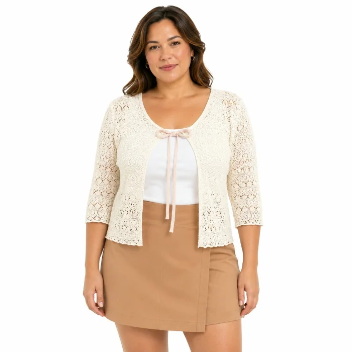 Saco Corto de Crochet con Lazo