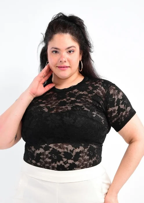 Body Encaje Manga Corta Curvy