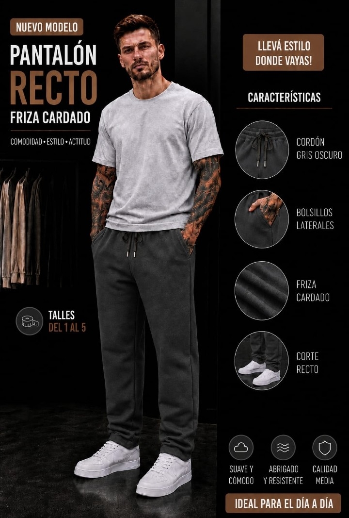 Pantalon Recto Frizado - Imagen 3