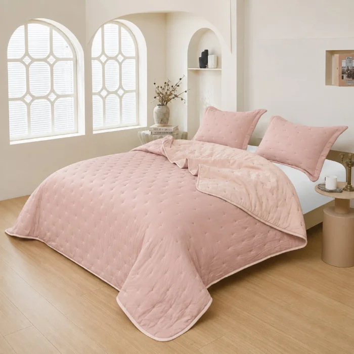 Cover Verano Paris King Rosa Doble Diseño | Cubrecama Matelaseado y Liviano + 2 Funda