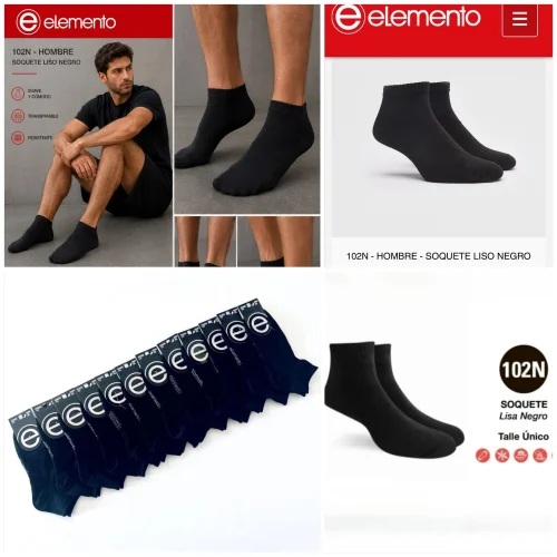 (art: 102n) Elemento Soquete Negro Liso Hombre