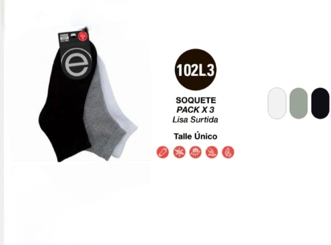 (art:102l.3) Elemento Soquete Tripack X3 Liso Hombre - Imagen 3