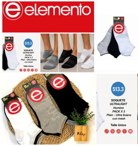(art:513.3) Elemento Tripack X3 Soquete Algodón Hombre