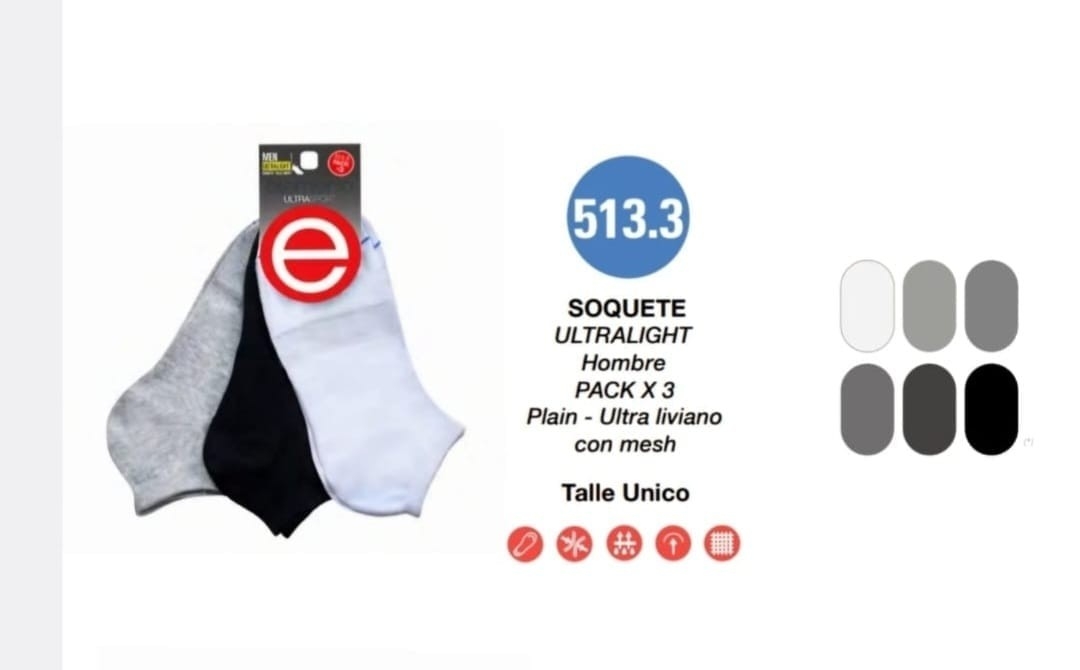 (art:513.3) Elemento Tripack X3 Soquete Algodón Hombre - Imagen 2