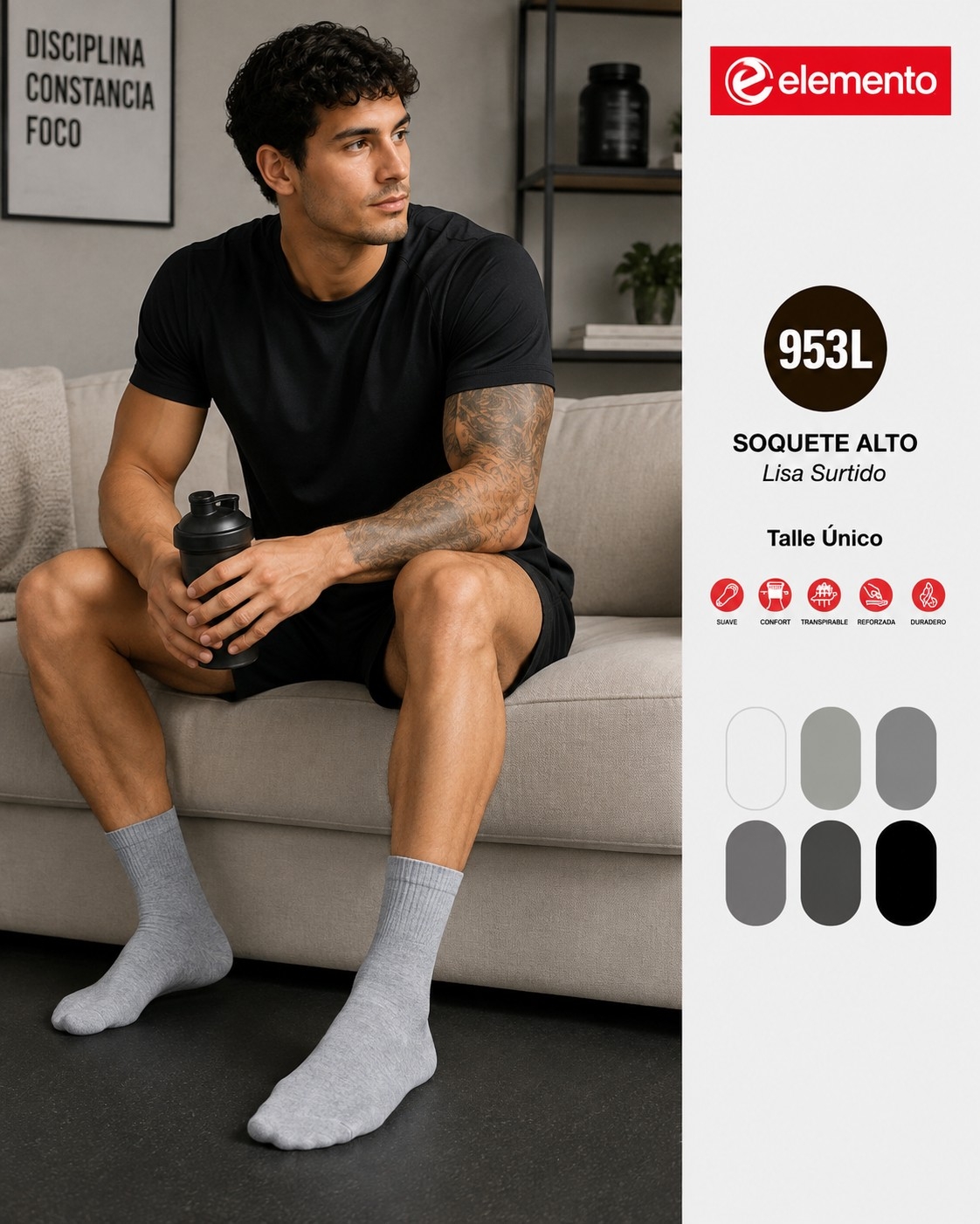 (art:953l) Elemento Soquete Alto Liso Hombre - Imagen 2