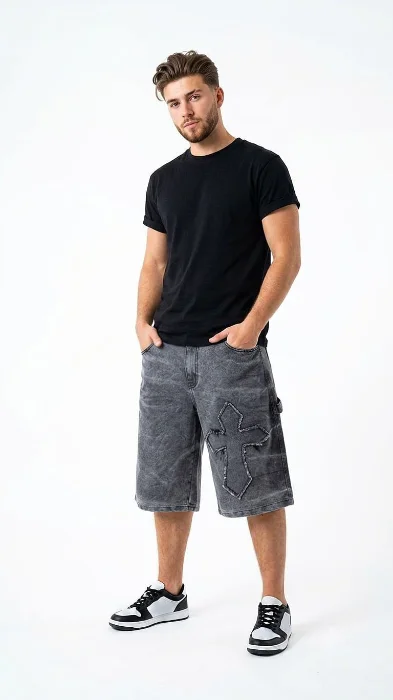 Bermuda Jean Baggy Hombre Pantalon Ancho Y2k Denim Corto Unisex Mayoristas Hotsale