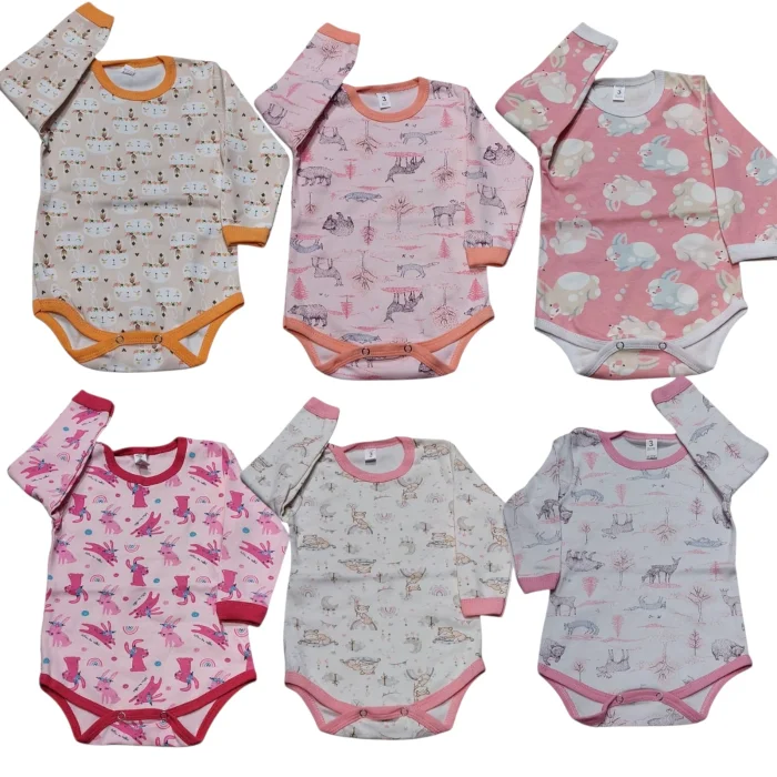 Body Manga Larga Algodón Estampado