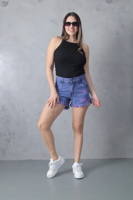 Short Lila con Rotura Deflecado!