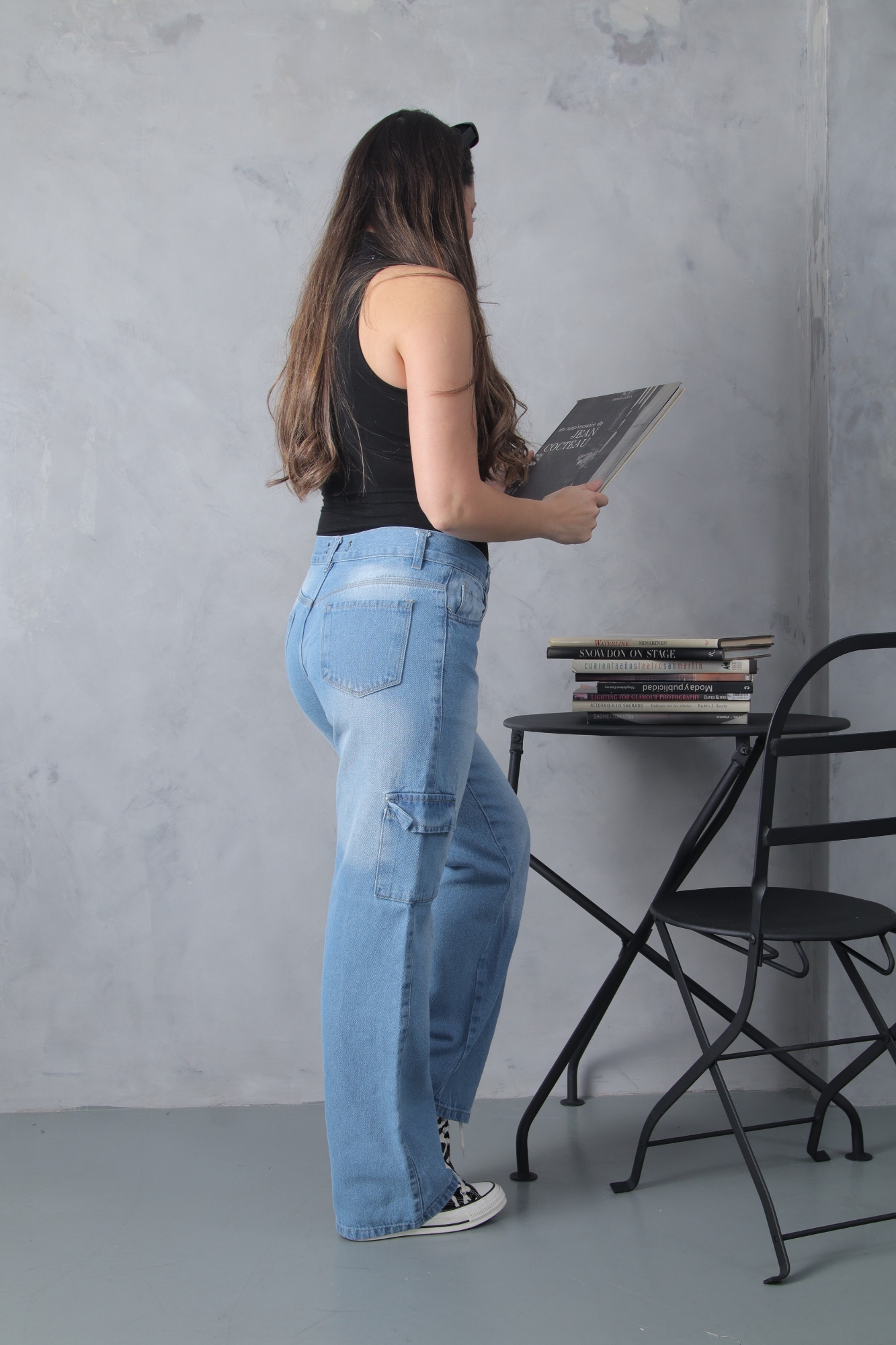 Wide Leg Celeste Localizado Cargo, Rigido - Imagen 2