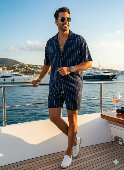 Camisa Cuello Cubano de Lino Sastrero Elastizado Hombre Manga Corta