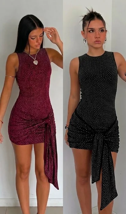Vestido Corto con Stras Elástizado