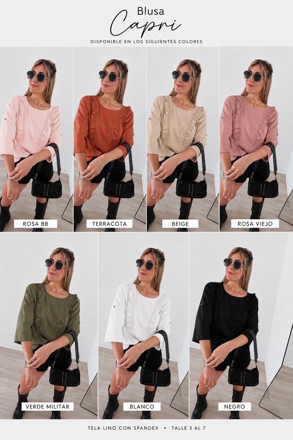 Blusa Capri Lino Spandex por Talles - Imagen 2