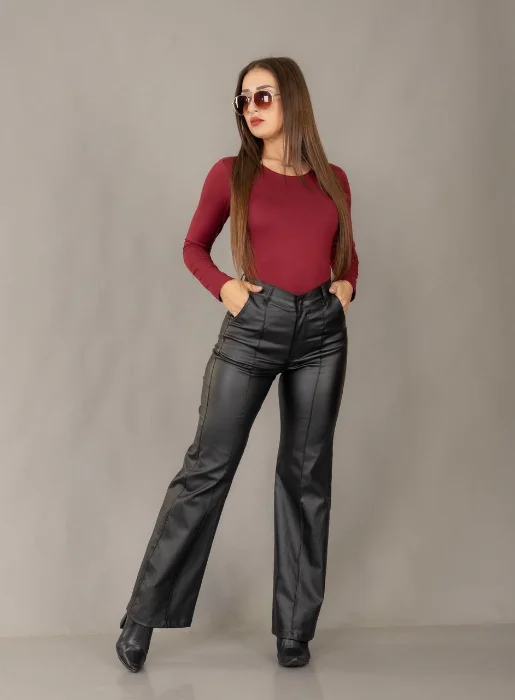Wideleg Engomado C/ Pliegue Bol. Del. Chino Negro #calceperfecto