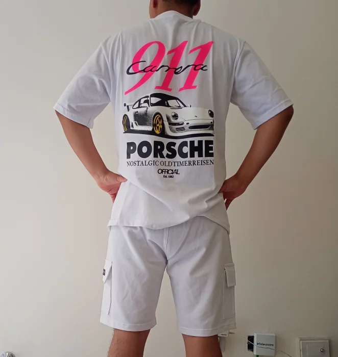 Remera Oversize Algodon Peinado Doble Estampa
