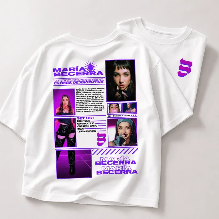 Remera Oversize "maria Becerra " Adulto Algodon Peinado
