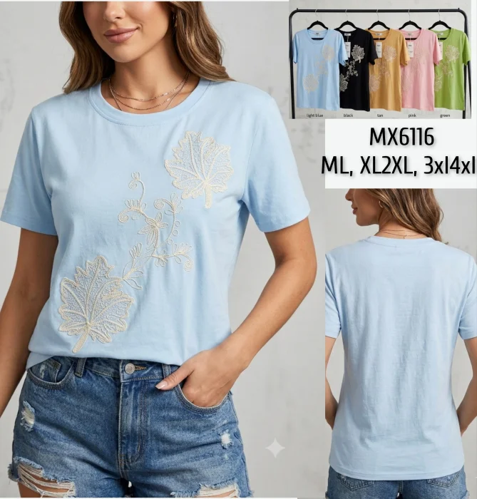 Remera Importada de Algodón Bordado