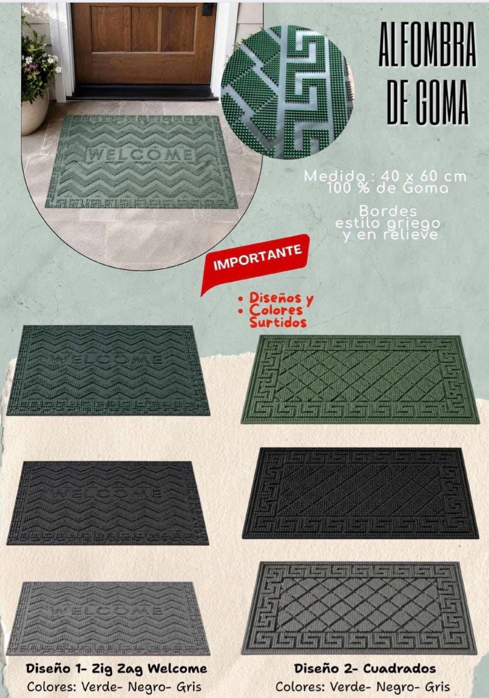 Alfombras de Entrada 
material de Goma
mide 40 X 60 Cm - Imagen 3